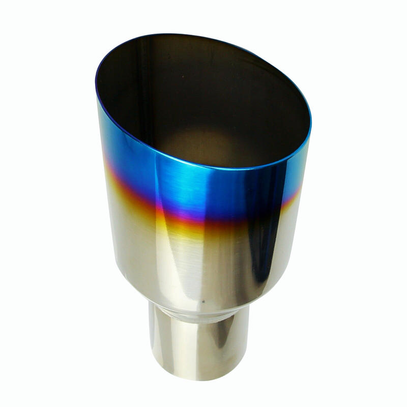 Custom 2.5In 4Out Polished Stainless Exhaust Single Layer Slant Tip Blue Burnt New