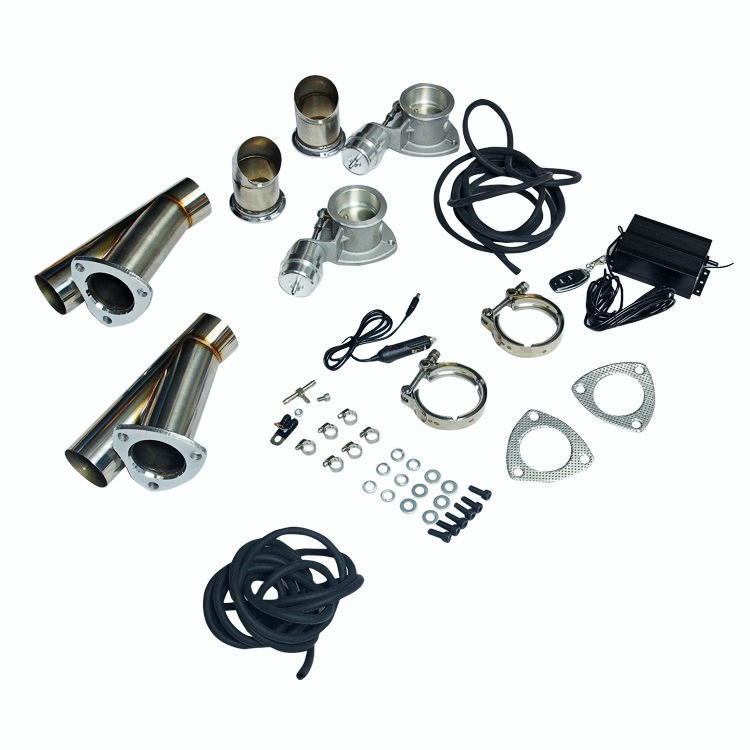 2Pcs 2.5'' Electric Exhaust Cutout System E-Cut Vacuum Pump Valve+One Remote Kit