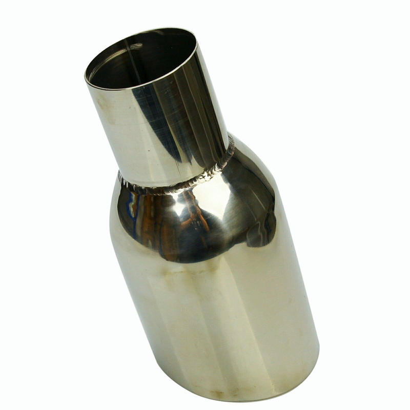  2.5 Inlet - 4 Outlet Stainless Steel Sliver Duo Layer Slant Cut Car Exhaust Tip