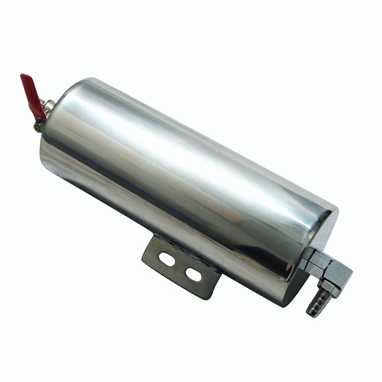 New 3" x 8" Polished Stainless Radiator Over Flow Tank Can W/ Drain Valve 20oz