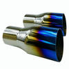 Polished Stainless  2X Blue Burnt Exhaust Single Slant Cut Tip 2.5 In 3.5 Out