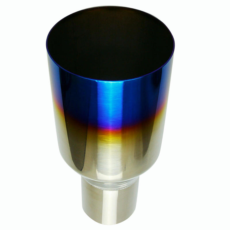  Polished Stainless 2X 2.5In 4Out Blue Burnt Exhaust Single Layer Straight Tip