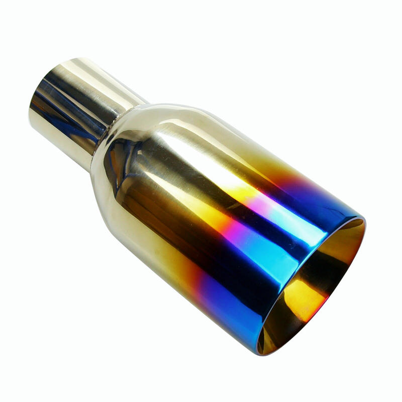  2X 2.5 In 4 Out Polished Stainless Blue Burnt Exhaust Duo Layer Straight Tip