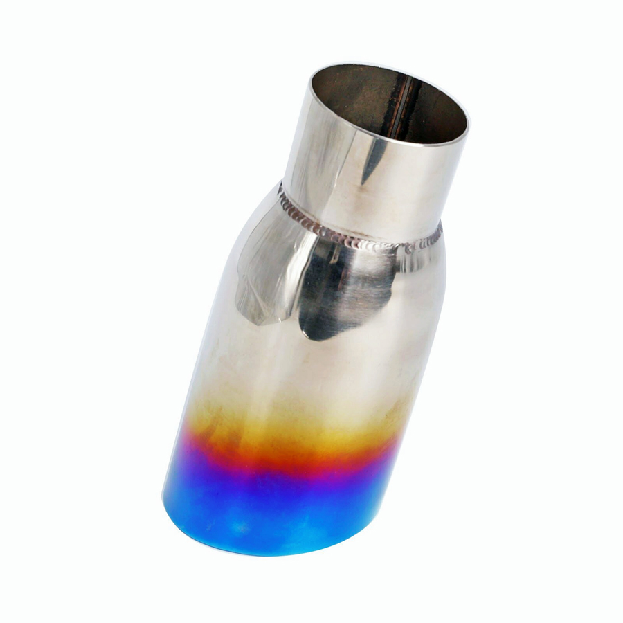 Stainless Exhaust Tip Slant Cut Duo Layer Blue Burnt Muffler Exhaust Tip 2.5 Inlet 3.5 Outley