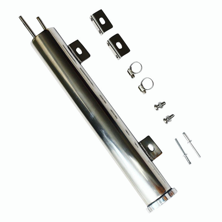 2" x 13" Polished Stainless Steel Radiator Overflow Tank Catch Can 20 OZ