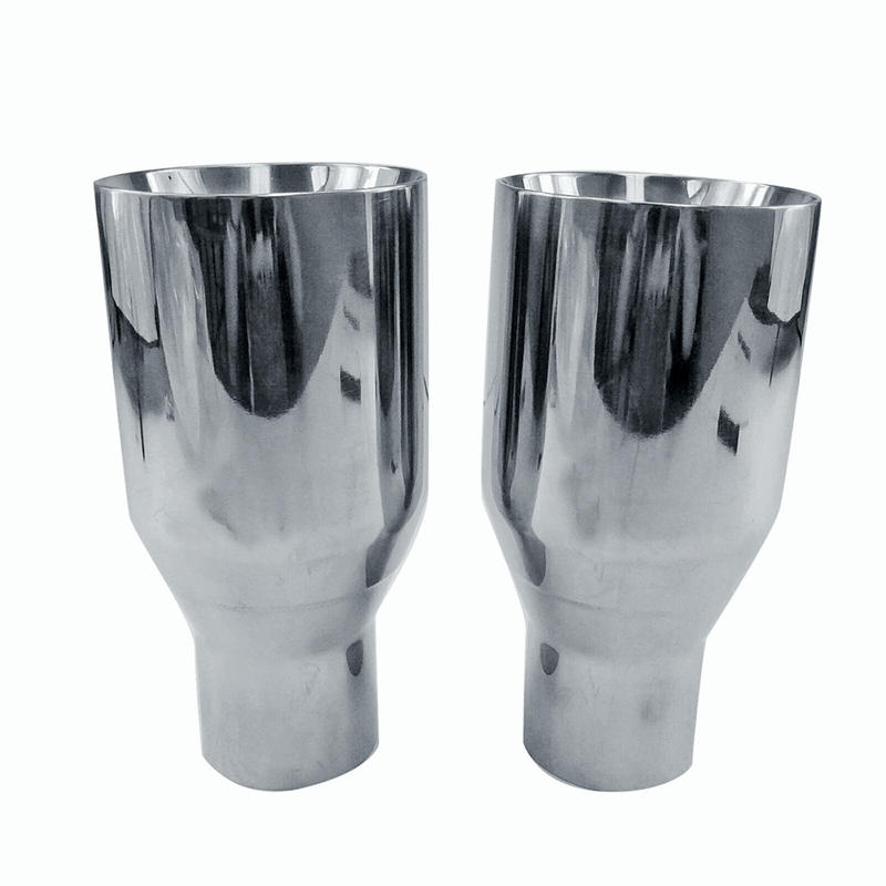 Polished Stainless Steel 2.5In 4Out  2X Sliver Exhaust Duo Layer Straight Tip