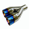 Polished Stainless Steel 2.5In 3.5Out  2X Blue Burnt Exhaust Duo Slanted Exhaust Tip