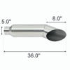 Silver 5" Inlet 8"Out Miter Diesel Smoker Exhaust Stack Tip 36" Long Angle Cut