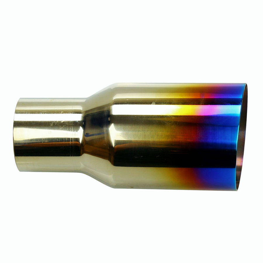 Polished Stainless  2X Blue Burnt Exhaust Single Slant Cut Tip 2.5 In 3.5 Out