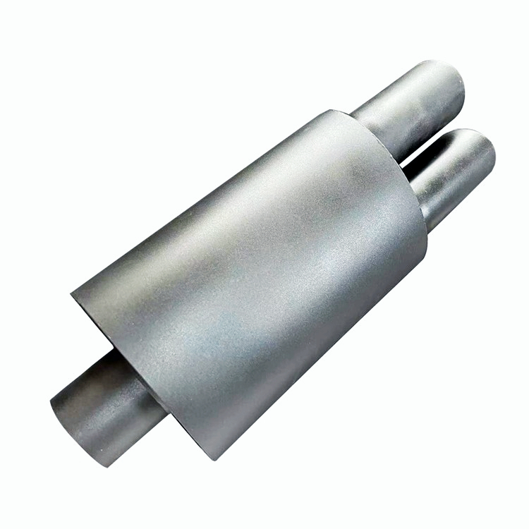 3" Dual Slant Tip DTM 3" Inlet Black Stainless Exhaust Weld-On Muffler Universal