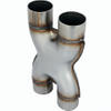 2.5" Dual In / Out Adapter X Exhaust Pipe Tip 12 Inch Long 409 Stainless Steel
