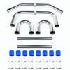 UNIVERSAL 8-PC 2.75"ALUMINUM FRONT MOUNT INTERCOOLER PIPING+SILICONE HOSE SILVER