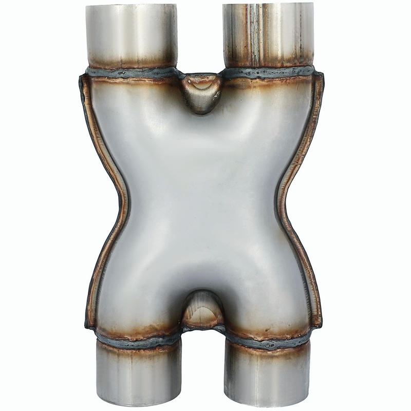 2.5" Dual In / Out Adapter X Exhaust Pipe Tip 12 Inch Long 409 Stainless Steel