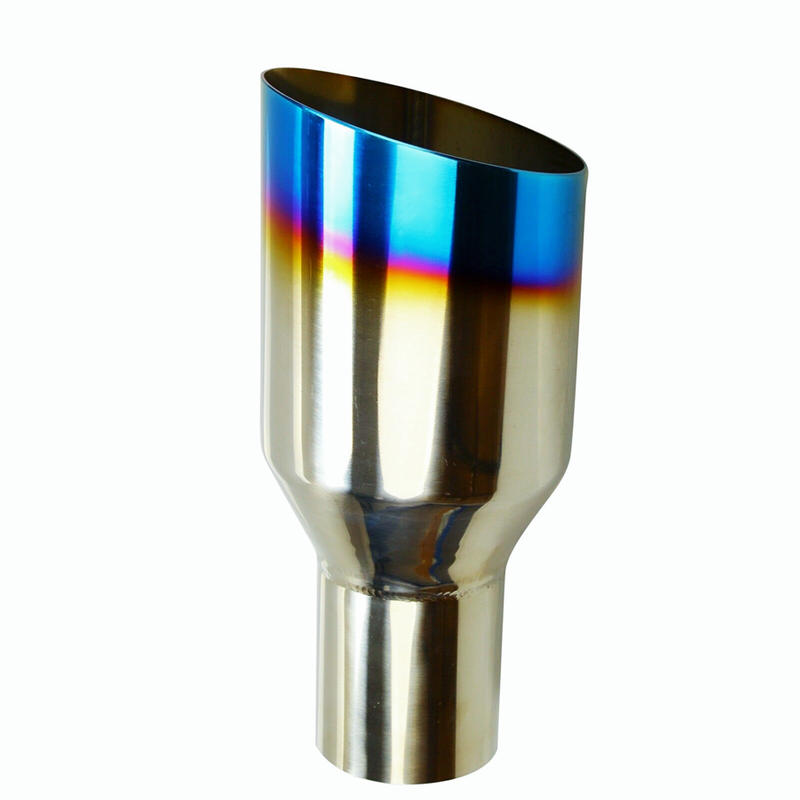 Custom 2.5In 4Out Polished Stainless Exhaust Single Layer Slant Tip Blue Burnt New