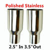 Polished Stainless Sliver Exhaust Single Layer Straight Tip 2X 2.5In 3.5 Out