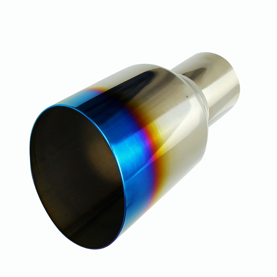 Custom 2.5In 4Out Polished Stainless Exhaust Single Layer Slant Tip Blue Burnt New
