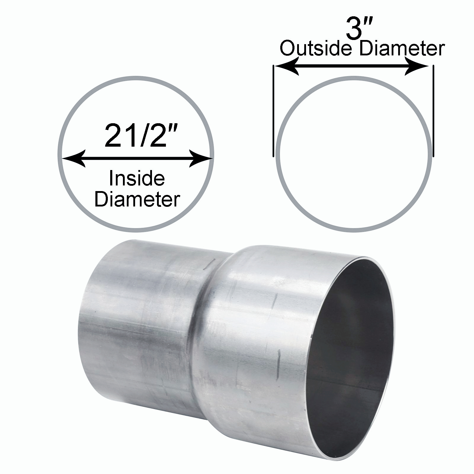 2 1/2" 2.5" ID to 3" OD Universal Exhaust Pipe to Component Adapter Reducer