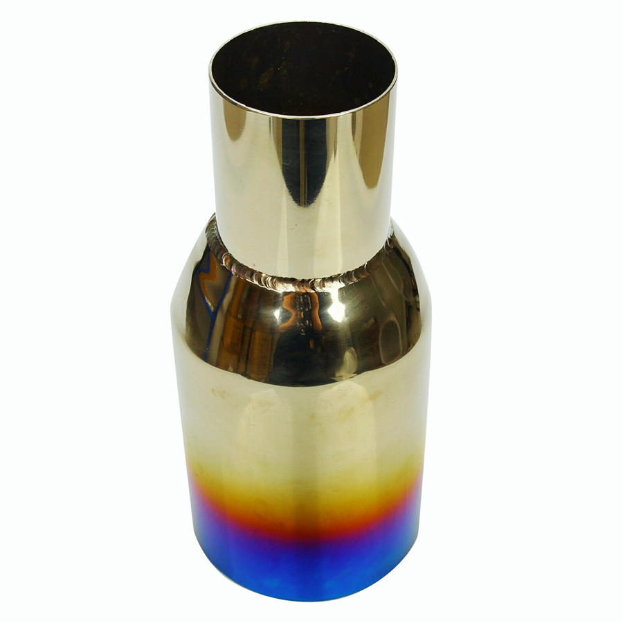  2X 2.5 In 4 Out Polished Stainless Blue Burnt Exhaust Duo Layer Straight Tip