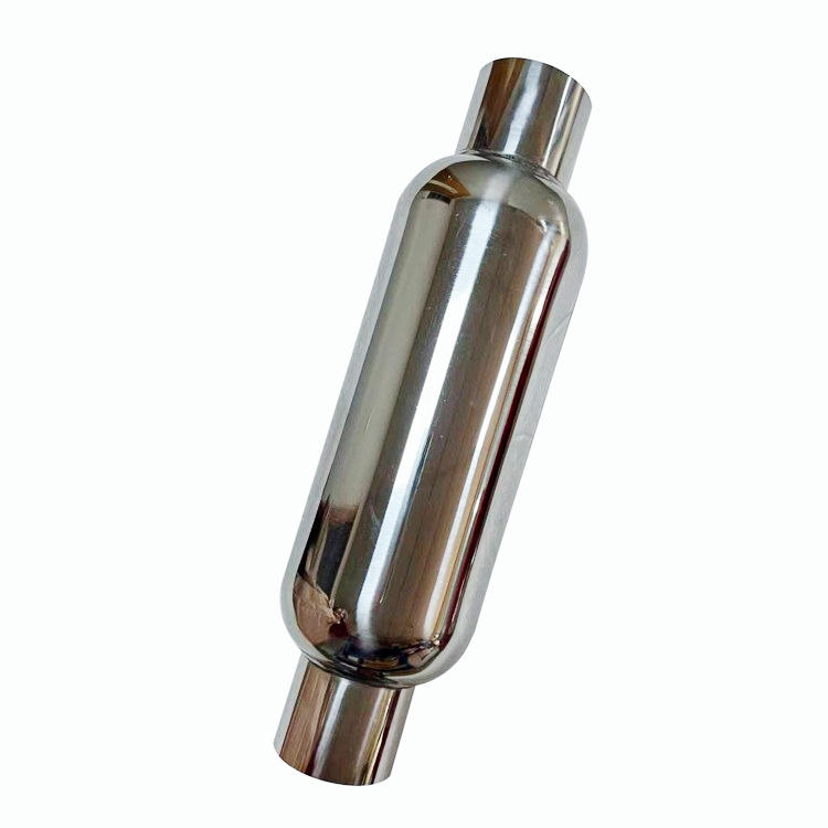 2.25"Inlet/Outlet Turbine Muffler Exhaust 304 Stainless Glass Pack Dual Wall