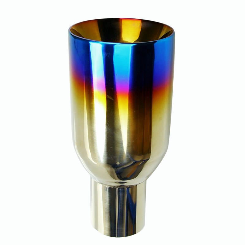 2X 2.5 In 4 Out Polished Stainless Blue Burnt Exhaust Duo Layer Straight Tip
