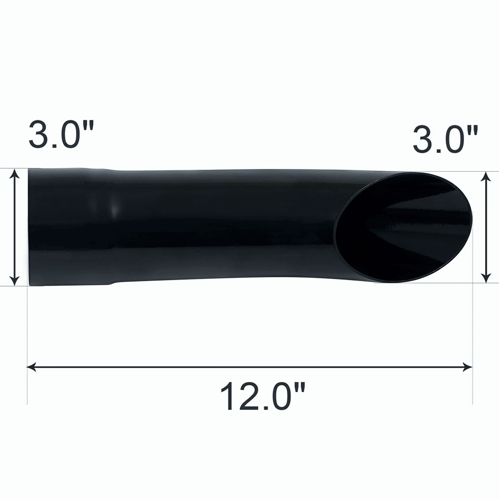 3" Inlet/Outlet 12" Long Turn Down Exhaust Tip Bolt On Tail Pipe Stainless Steel