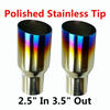 Polished Stainless  2X Blue Burnt Exhaust Single Slant Cut Tip 2.5 In 3.5 Out