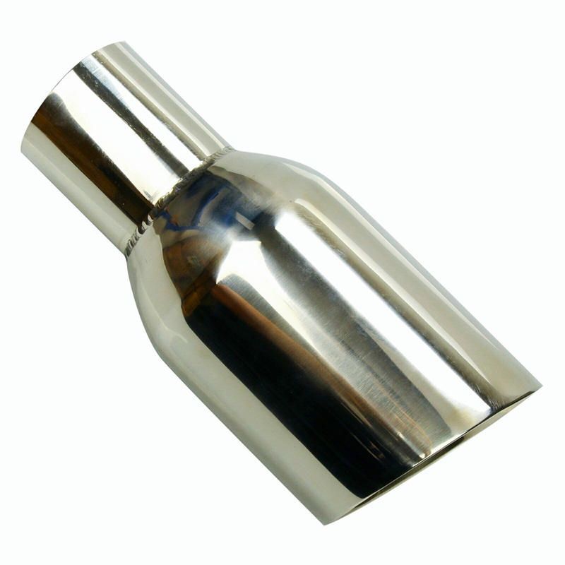  2.5 Inlet - 4 Outlet Stainless Steel Sliver Duo Layer Slant Cut Car Exhaust Tip