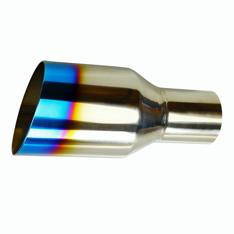 Custom 2.5In 4Out Polished Stainless Exhaust Single Layer Slant Tip Blue Burnt New